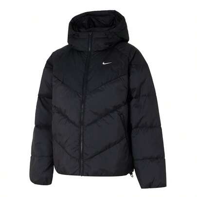 Nike Áo khoác lông vũ ngoài trời dành cho nữ AS W NSW SF DOWNFL NK WPFR V2 có mũ, áo khoác thể thao ấm áp HV5236-010