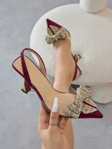 Geeyea A Pair Of Women's High Heels With A High-Quality Upper, Transparent Rubber Strips To Flatter The Foot Shape, And A Uniquely Shaped Stiletto Heel That Makes You Look Taller Without Being Tiring. Suitable For Weddings, Banquets, And Clubbing, Exuding A Sophisticated And Elegant Style. - 紅色 - 查看 6
