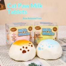 Kids Gradient Cat Paw Milk Shell Slow Rising Squishy Toy, Pastel Cartoon Paw Print Soft Squeeze Fidget Toy, Fluffy Cream Dessert Stress Relief Sensory Toy, Gift Box Pack Pocket Decompression Toy Gift For Boys Girls - Multicolor - View 3