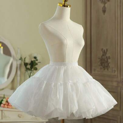 1 Piece Short Double-Layer White Tulle Petticoat Dreamy Sweet Lolita Perfect For Lolita Layering Daily Outings & Dating