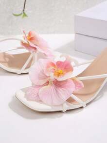 法式细高跟花卉单带凉鞋，简约小众修身夏季鞋款，适合约会、购物、派对等场合。 - 淺玫紅色 - 查看 5