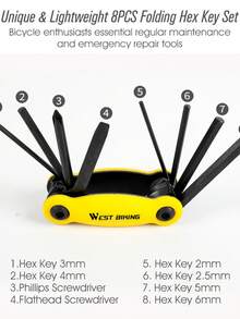 Bộ dụng cụ sửa chữa xe đạp đa năng WEST BIKING S2 bằng thép, bao gồm tua vít lục giác và tua vít nan hoa cho xe đạp leo núi, xe đạp đường trường. - Nhiều màu - Xem 3