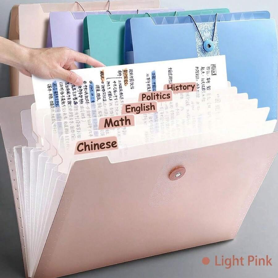 1pc 5-Slot Transparent File Folder, Student Test Paper Storage Bag, A4 Multi-Layer Document Organizer - Multi-layer Folder - View 1