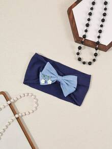海军蓝蝴蝶结女婴发带，尼龙弹力发饰 - 彩色 - 查看 11