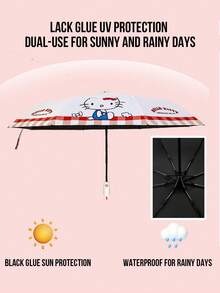 Ô dù chống tia UV Hello Kitty, sản phẩm được cấp phép của Sanrio, thiết kế kẻ caro đỏ hoạt hình dễ thương, lớp phủ keo đen, chống tia UV, chống nắng, chống thấm nước, chống gió, tự động mở hai chiều, nhẹ, nhỏ gọn, thích hợp cho trường học, du lịch, đi làm hàng ngày, phong cách Kawaii. - Nhiều màu - Xem 9