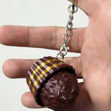 New Creative Chocolate Keychain - Cupcake Shaped Stress Relief Hanging Accessory - Finger Clicker Backpack Charm - Realistic Gold Foil Chocolate Shaped Squeeze Toy, Gift For Friends Birthday - Multicolor - View 5