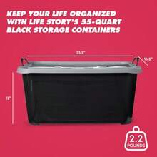 6 Pack Heavy Duty Stackable Storage Bin 55 Quart Home Organizer Versatile Lightweight Locking Bins with Carrying Handles Black/Gray - Negro/gris de alta resistencia - Ver 4