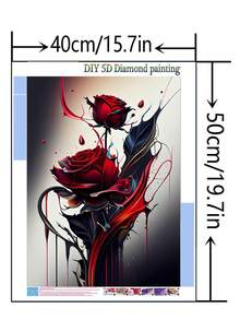 1件套DIY钻石画套装 - 玫瑰花卉图案，全钻，家居装饰，30*40厘米/40x50厘米 - 套裝 - 查看 5