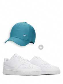 Nike Court Vision 低帮运动鞋 & 棒球帽套装，男士舒适休闲运动日常穿着组合 DH3158-100 - 白色綠色 - 查看 2