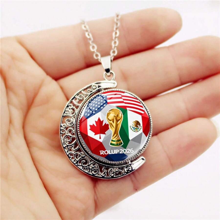 FIFA 50厘米可旋转新月形项链,足球主题,2026世界杯球迷纪念项链,体育赛事加油装饰项链,足球爱好者日常穿搭配饰,俱乐部纪念项链,体育主题派对装饰,足球迷文化收藏项链 - A - 查看 1