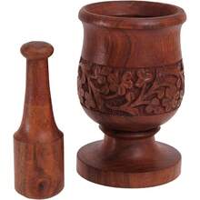 Handmade Wooden Mortar Pestle Set Home Decor Kitchen Utensils - Spice Mortar And Pestle Set Small - Brown - View 2