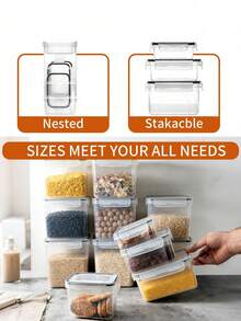 9pcs-Kitchen Gadgets,Food Storage Containers With LIDS, Candy Tins With LIDS, Kitchen Pantry Organization And Storage, Dry Food Tins For Cereals, Pasta, Flour, Sugar, Food Storage Bottles, Household Kitchen Items,Storage Containers - Black and White - View 5