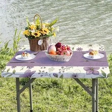1pc Sunflower Pattern Rectangular Elastic Tablecloth, Waterproof And Easy To Wipe, Elastic And Oil-Resistant Tablecloth Suitable For Indoor And Outdoor Parties, Weddings, Banquets, Festivals, Farmhouses, Home, Kitchen And Dining Room - A - View 5