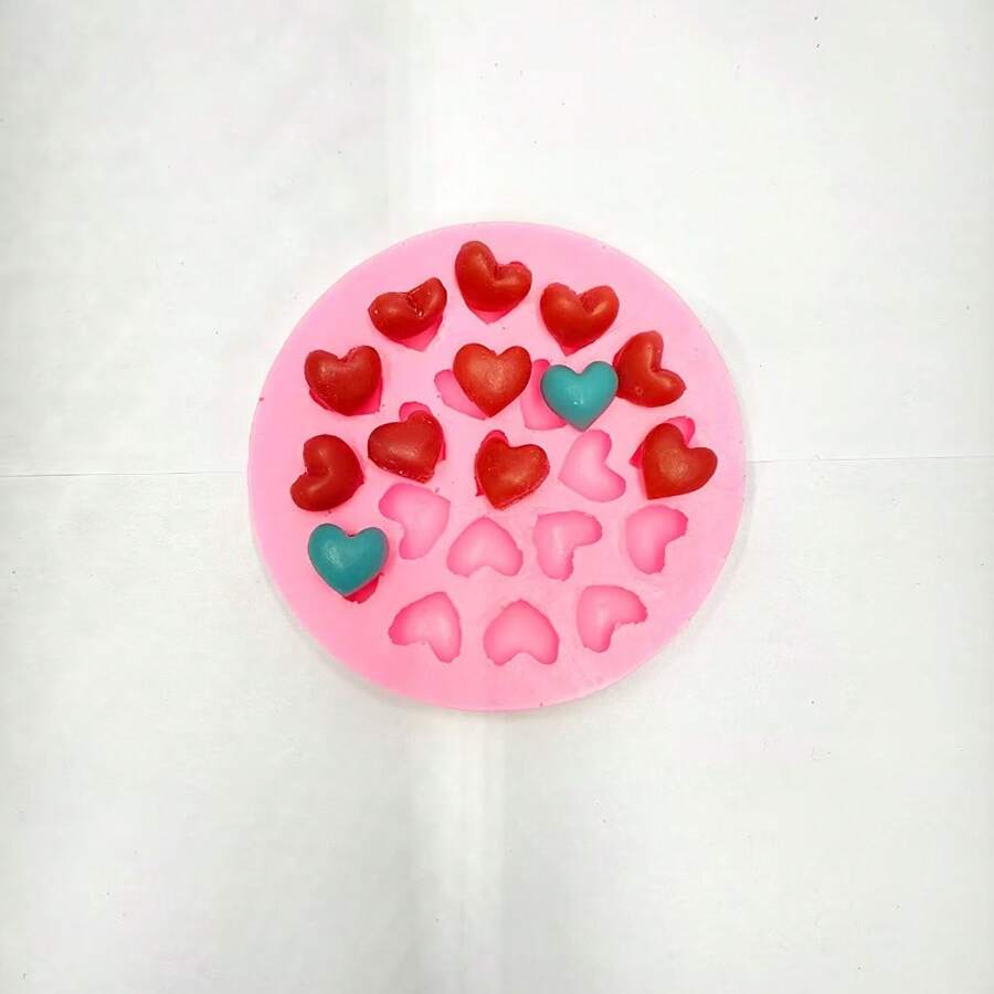 20孔心形硅胶模具，适用于蜡烛、香薰蜡烛、石膏工艺品 - 粉紅色 - 查看 1