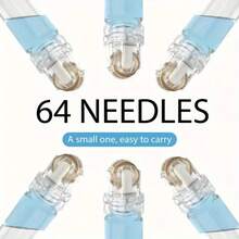 64 Needles 0.25mm Titanium Alloy Microneedle Beauty Roller, Suitable For Home Use On Face, Lips, Personal Beauty Device, Can Enhance Face, Lips, Neck And Eyebrows, Needle Length 0.25mm (Essence Not Included) - Clear - View 2