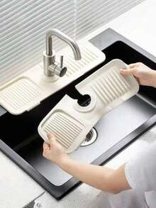 1pc Splash-Proof Faucet Splash Guard, Made Of Anti-Splash Silicone, Suitable For Kitchen Sink, Can Block Water Flow, Trimmable And Foldable, Fits Narrow Sinks, Absorbent Mat - Multicolor - View 11
