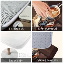 1pc/2pcs/3pcs Soft Kitchen Floor Mat With Coffee Print Design, Machine Washable, Non-Slip, Oil & Water Resistant, Lightweight Polyester Rectangular Rug For Kitchen And Dining Room, Coffee Themed Soft Textured Mat, Coffee Bar Mat - Multicolor - View 3