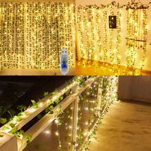 1PC, 90LED Fairy String Leaf LED Lights Ivy Vine Hanging Curtain Lights Artificial Garland 8 Lighting Modes USB Powered Green Plant Vine Lights For Bedroom Wall Garden Wedding Party Christmas Decor (Without Battery) - LED String Light - View 3