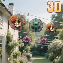 1 chiếc chuông gió ngoài trời bằng kim loại bền chắc hình "Mèo ngủ giữa hoa" 3D, có móc xoay 360°, kích thước 25.5cm/10in*25.5cm/10in, kiểu ngẫu nhiên. - 1 cái - Xem 7