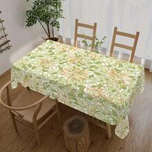 1pc Heavy-Duty Linen Tablecloth - Olive Green & Mustard Yellow Vintage Lily-Of-The-Valley Floral Pattern, Machine- Rectangular Dining Table Cover (51x51\/51x70\/56x83\/56x103 Inch), Garden Parties, Weddings - Beige\/Green\/Lime - Nhiều màu - Xem 3
