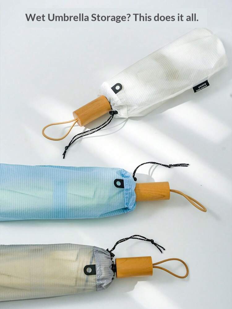 1pc,White/Grey/Blue, Waterproof Umbrella Storage Bag Pouch, Ripstop Nylon Drawstring Sleeve Cover With Portable Hanging Loop, Quick-Dry Moisture Proof Anti-Leaking Protective Case, Lightweight Foldable Organizer, Travel Essential Accessory For Wet Umbrellas, Suitable For Commuting, Rainy Day Outdoor Travel, Office Use, Home Entryway Organization, Aesthetic Minimalist Style, Durable Tear-Resistant Grid Fabric, Versatile Small Item Storage - Multicolor - View 5