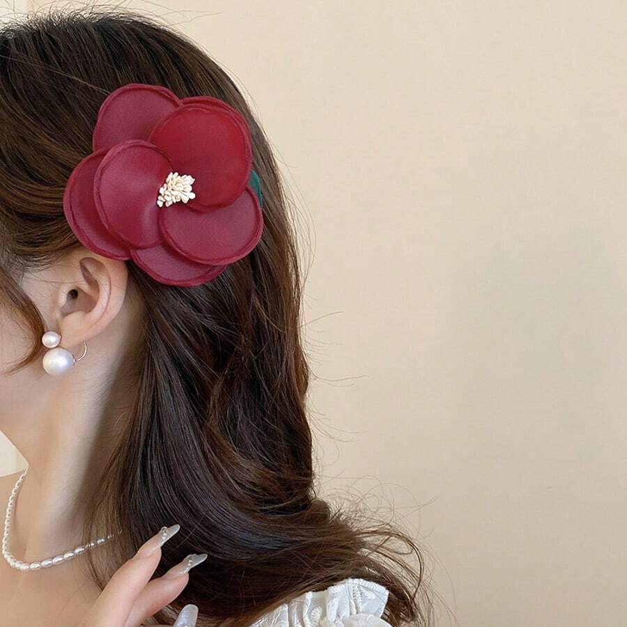 1个清新蝴蝶蕾丝花朵发夹 - 彩色 - 查看 1