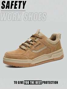 Men's Lightweight Steel Toe Safety Shoes, Work Sports Shoes, Steel Toe Boots, Breathable Work Safety Boots, Men's Work Boots Anti-Smashing, Anti-Puncture Safety Sports Shoes For Men, Women's Work Shoes, Men's Work Shoes, Comfortable Work Shoes For Warehouse, Hiking, Construction And Outdoor, Anti-Puncture Anti-Smashing Shock-Absorbing EVA Sole Lightweight - 卡其色 - 查看 2