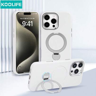 Koolife 360°旋转支架手机壳，防震气垫全包保护，液态防滑PC+TPU材质，独立按键，适用于 17 Pro Max/17/17 Pro/17 Air/15/15 Plus/15 Pro/15 Pro Max/16/16 Plus/16 Pro/16 Pro Max/16e/14/14 Plus/14 Pro/14 Pro Max/13/13 Pro/13 Pro Max