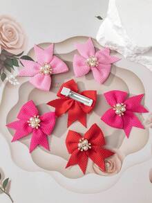 6pcs/Set Cute Bow Hair Clips Set, Plaid Hair Clips, Girly Holiday Hair Accessories - Multicolor - View 6