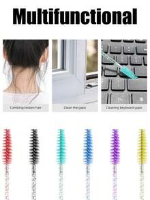 50/100 Pcs Disposable Mascara Wands,Mascara Brushes,Crystal Eyebrow Brush (Suitable For Eyelash Extensions),Disposable Curved Eyebrow Brushes, Spiral Brushes - Multicolor - View 10