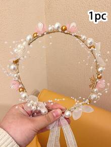 1件花朵仿珍珠网纱发饰，5种颜色可选，防滑仙女风发饰，优雅百搭，适合日常、摄影、婚礼和节日等场合，是送给朋友、女友和女儿的完美礼物，也是女孩的配饰。 - 彩色 - 查看 11