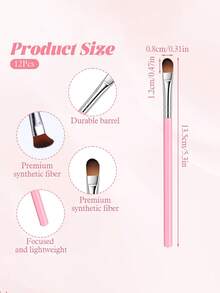 12支扁平遮瑕刷，小号遮瑕刷，眼部扁平化妆刷，用于遮瑕、晕染、定妆、抛光、上妆，多用途 - 彩色 - 查看 3