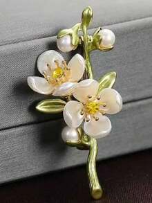 1 chiếc ghim cài áo hình hoa nhài thời trang, phụ kiện trang phục thanh lịch, ghim cài ve áo đa năng. - Nhiều màu - Xem 6