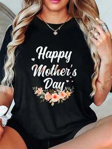 playeras de mujer, Feliz Día de la Madre para Mamá, Abuela y Mamá (Camiseta para mujer) - Negro - Ver 1