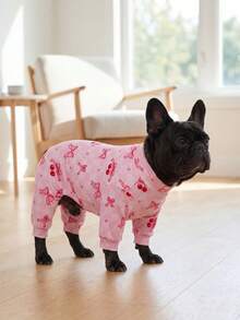 Dog Summer Shedding Hair Control Pajamas - Breathable High Stretch Full Coverage Pet Rompers, Summer Anti Licking & Bug Protective Jumpsuit For Medium Large Dogs, All Over Printing Dog Clothes - Cute Bow And Cherry Pattern - Multicolor - View 7