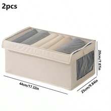 1/2pcs Covered Fabric Foldable Transparent Window Clothing Storage Box, Drawer Style Jeans Organizer Box For Home - Beige With Lid - View 11