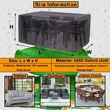 20x20x20in Heavy Duty Rectangle 420D Oxford Fabric for Outdoor Veranda Dining Table and Chairs Sofa - como en la foto - Ver 4