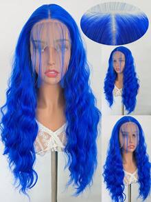 皇家蓝假发 13x4 长款水波纹蕾丝前假发 女士自然发际线 耐热合成纤维 日常佩戴 Cosplay - 彩色 - 查看 2