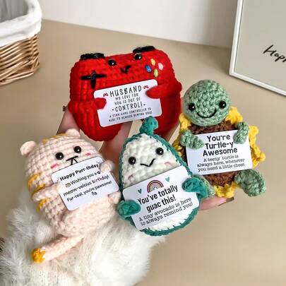 1件手工钩织桌面摆件，异想天开的科幻动物植物造型玩偶，可爱卡通风格，适合送给闺蜜、姐妹、妈妈、奶奶、同事、家人，传递正能量，创意派对礼物，母亲节礼物，感恩节礼物，儿童毛绒玩具，房间桌面装饰