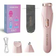 Máy cạo râu điện 3 trong 1 dành cho nữ, máy tỉa lông toàn thân sạc USB, máy tỉa lông mặt và vùng bikini cầm tay với đầu thay thế. - hồng - Xem 2
