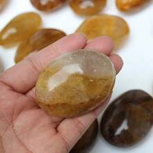 1pc AAA+ Golden Healer Quartz Palm Stone, Smooth Golden Stone, Natural Loose For Gift & Home Decor - Multicolor - View 9