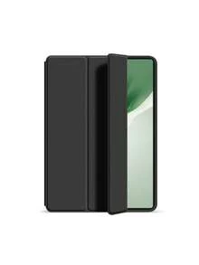 Funda protectora para tableta compatible con iPad 10th, iPad Pro 11 pulgadas 2020/2021/2022, iPad 7th/8th/9th 10.2 pulgadas, iPad Air 11 pulgadas (M2) 2024, ultra delgada y ligera con cubierta inteligente con activación/suspensión automática, soporte plegable de tres pliegues, ventilación en panal (negro) - Negro - Ver 30