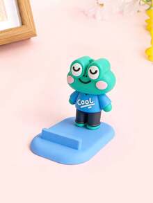 Cute Big-Eyed Frog 3D Figurine Phone Holder, Cartoon Silicone Slouchy Desktop Stand, Stable Non-Slip Holder For Streaming, Online Classes, Hands-Free Use - Multicolor - View 7