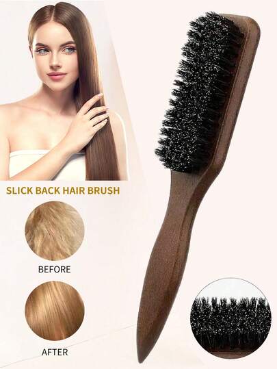 1pc Boar Bristle Hair Brush, Smooth Beard Brush, Unisex Multi-Functional Styling Comb, Odorless Professional Gradient Comb And Hair Brush Set, Suitable For Fluffy Dense/Sparse Hair, Smooth Pigtails, Sideburns, Men's Beard, Children's Flyaways, Hair Parting And Hairline Control, Wide-Tooth And Fine-Tooth Comb Set, Hair Styling, Shaping, Polishing, Smoothing, Suitable For Men And Women, Popular Easter Gift, Mother's Day Gift, Birthday Gift, Professional Hair Styling Set, Unisex