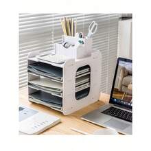 7-Layer Desktop Paper Organizer For Office Files, White File Rack Desk Organizer, Stackable Paper Tray For Home, Office, School, Classroom - White - View 4