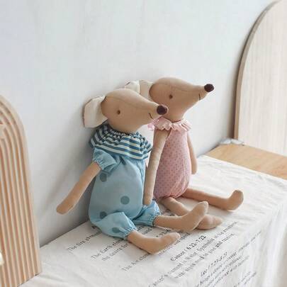 Búp bê động vật rừng dễ thương, đồ chơi trẻ em, búp bê chuột nhỏ xinh với nơ hồng và màu xanh dương, quà tặng sinh nhật cho trẻ em, đồ trang trí nhà cửa.