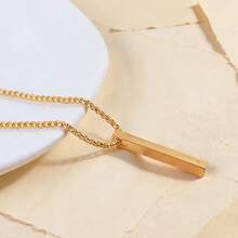 1件装时尚长款圆柱形吊坠项链 - 简约时尚光滑表面设计 - 男女皆宜的时尚节日礼物 - 彩色 - 查看 4