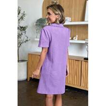 Double Take Full Size Texture Collared Neck Short Sleeve Dress - Màu Cam san hô - Xem 8