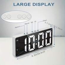 RAF 1 pieza Reloj despertador digital con espejo LED y función de repetición, muestra la hora, reloj electrónico de escritorio/mesita de noche, alimentado por USB, para dormitorio, oficina, decoración del hogar - Multicolor - Ver 3