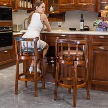 High-Quality Bar Stools Made Of Leather And Wood, 360° Swivel Bar Stool With Backrest, Bar Stools At Counter Height For Kitchen, Dining Room And Bar - Brown - View 8